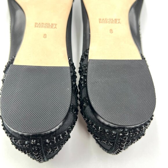 Badgley Mischka BHLDN Size 8 Gigi Pointed Toe Jeweled Black Ballet Flats Shoes - Picture 13 of 13
